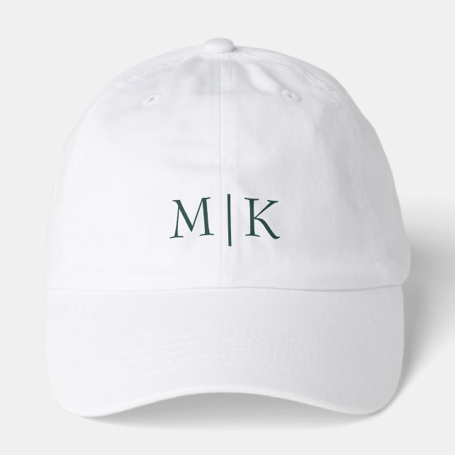 Emerald Green and White | Modern Monogram Hat (Front)