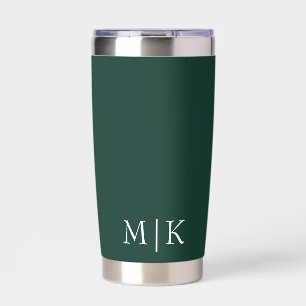 Emerald Green and White Modern Monogram Insulated Tumbler