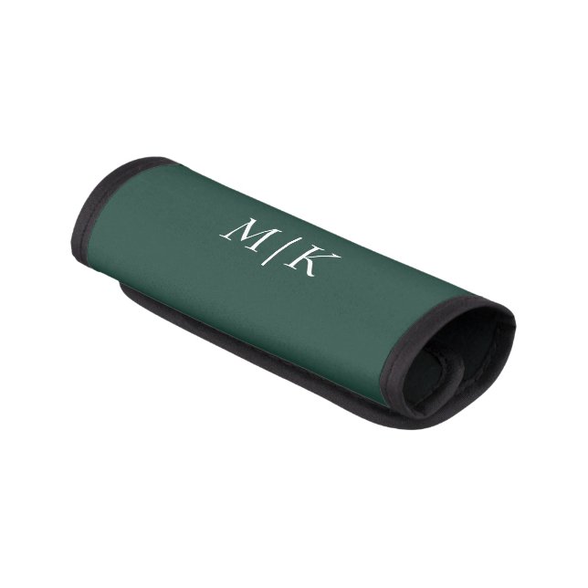 Emerald Green and White | Modern Monogram Luggage Handle Wrap (Angled)