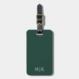 Emerald Green and White | Modern Monogram Luggage Tag