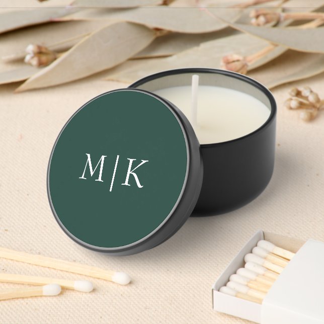 Emerald Green and White | Modern Monogram Mini Candle Favors (Insitu)