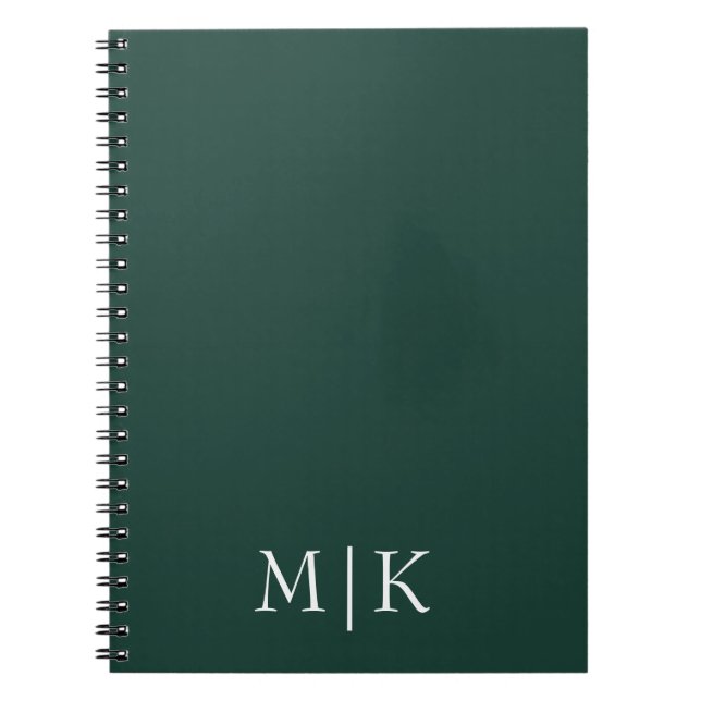 Emerald Green and White | Modern Monogram Notebook (Front)