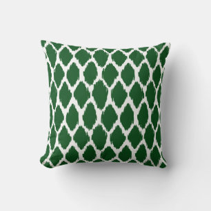 Emerald Green and White Ogee Patterned Throw Pillow
