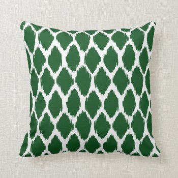 Emerald Green And White Ogee Patterned Throw Pillow by HoundandPartridge at Zazzle