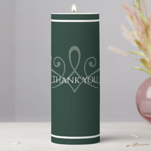 Emerald green and white pillar candle 