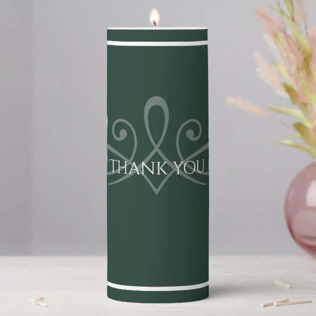 Emerald green and white pillar candle  (In Situ)