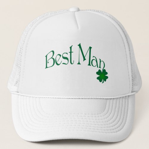 Emerald Green and White Shamrock Best Man Cap