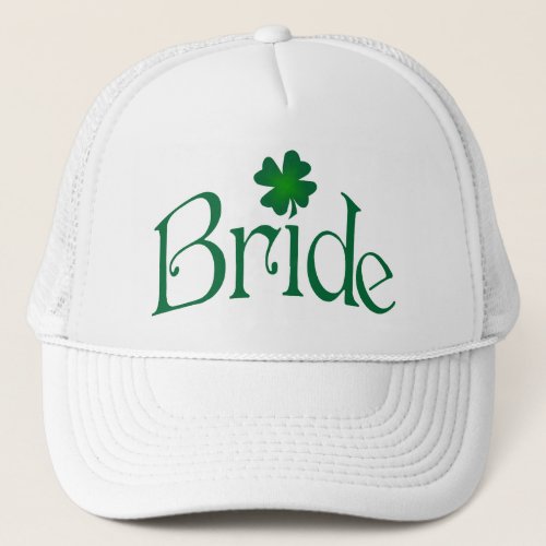 Emerald Green and White Shamrock Bride Cap