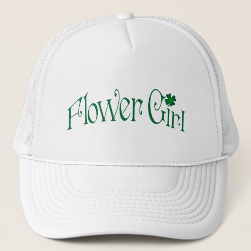 Emerald Green and White Shamrock Flower Girl Cap