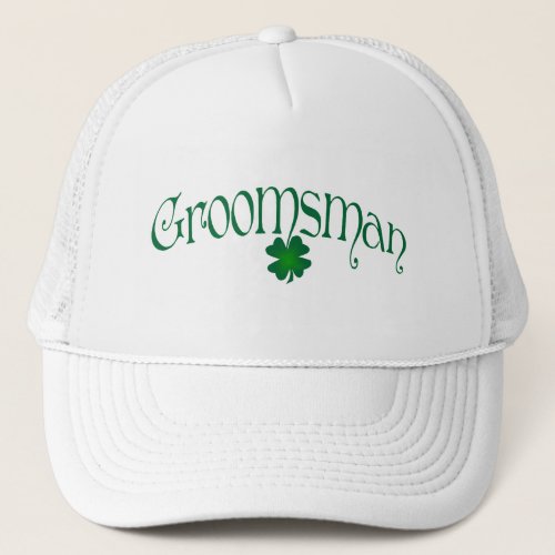 Emerald Green and White Shamrock Groomsman Cap