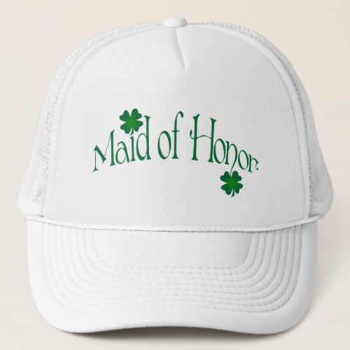 Emerald Green and White Shamrock Maid of Honor Cap