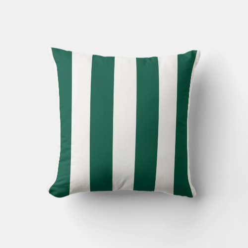Emerald Green and White Striped Throw Pillow