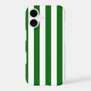 Emerald Green and White Vertical Stripes iPhone 17 Case
