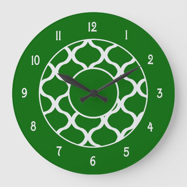 Emerald Green and White Wall Clock (Front)