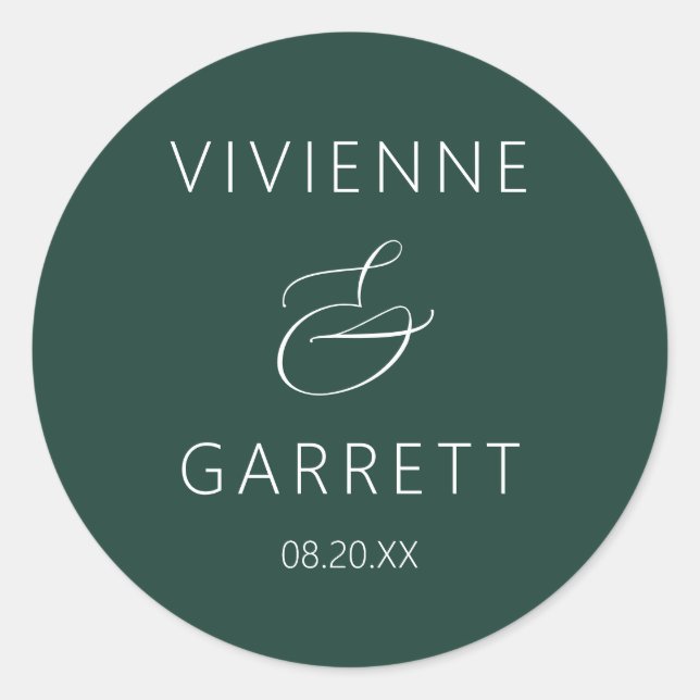 Emerald Green and White Wedding Envelope Seals (Front)