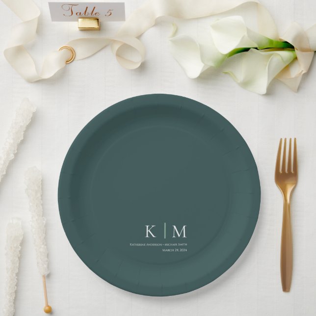 Emerald Green and White--Wedding- Paper Plates (Wedding)