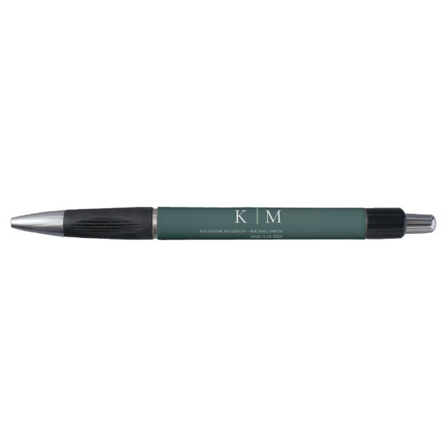 Emerald Green and White-Wedding- Pen (Front)