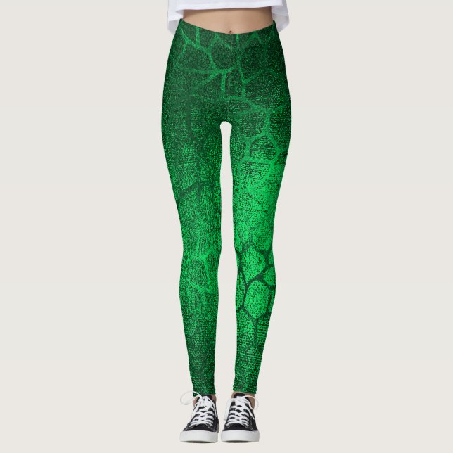 Emerald Green Animal Print Leggings (Front)