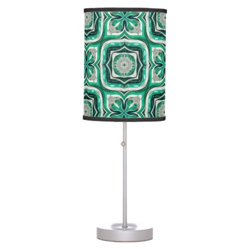 Emerald Green Arabesque Pattern Table Lamp