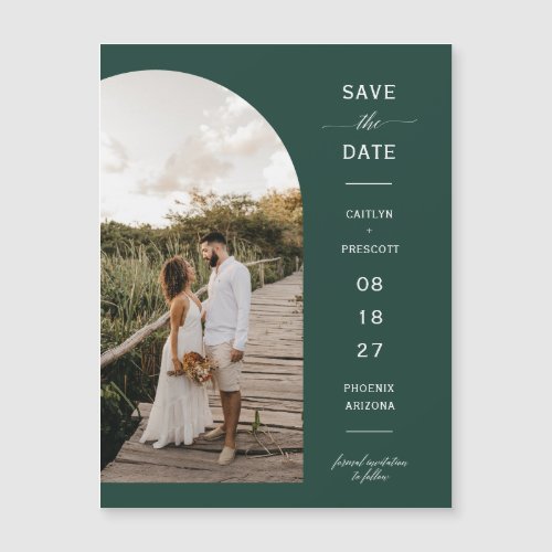 Emerald Green Arch Save the Date Magnetic Card