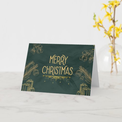 Emerald Green Art Deco Christmas Card