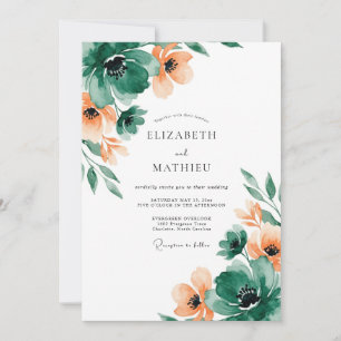 Emerald Green Artistic Spring Wedding Invitation