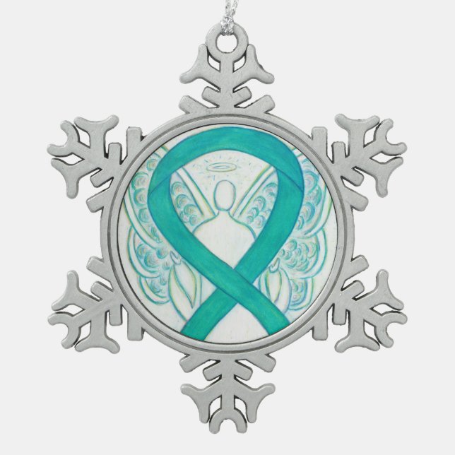 Emerald Green Awareness Ribbon Angel Ornament (Front)