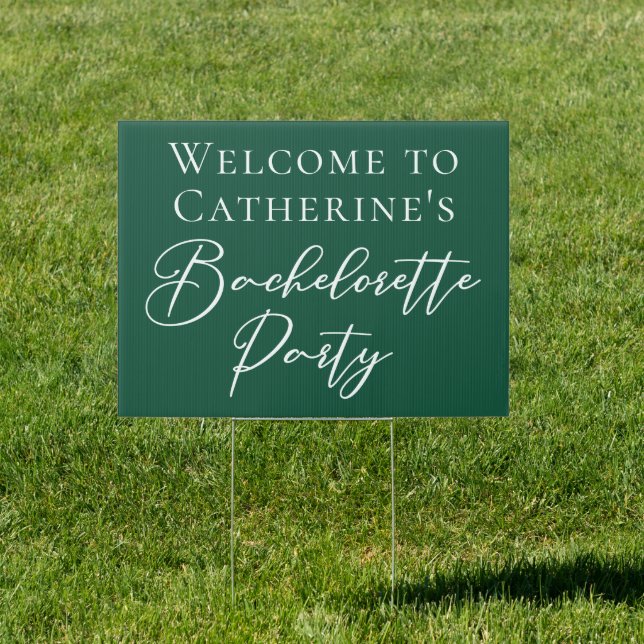 Emerald Green Bachelorette Party Personalized Yard Sign (Insitu)