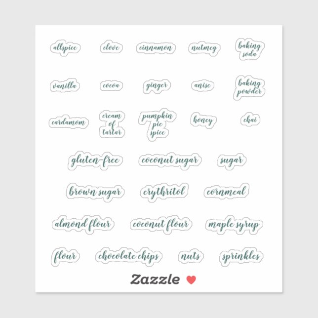 Emerald Green Baking Labels (Sheet)