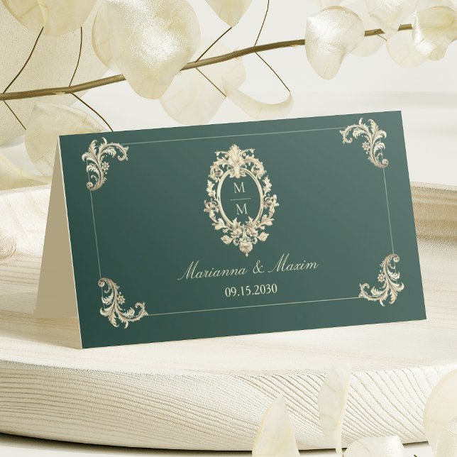 Emerald Green Baroque Wedding Place Card (Creator Uploaded)