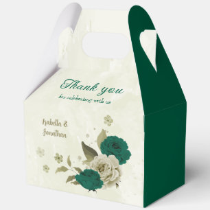 emerald green beige flowers wedding favor boxes