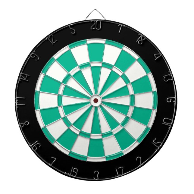 Emerald Green Black And White Dartboard With Darts (Front)