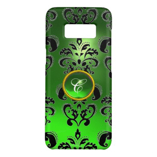 EMERALD GREEN BLACK DAMASK GEM MONOGRAM Floral Case_Mate Samsung Galaxy S8 Case