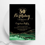 Emerald Green Black Gold Agate 50th Birthday Invitation<br><div class="desc">Emerald green,  black and gold agate 50th birthday party invitation. Elegant modern design featuring green watercolor agate marble geode background,  faux glitter gold and typography script font. Trendy invite card perfect for a stylish women's bday celebration. Printed Zazzle invitations or instant download digital printable template.</div>