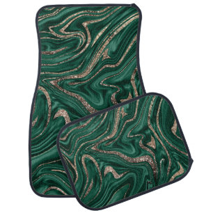 Emerald Green Black Gold Glitter Marble #1 Car Floor Mat