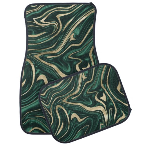 Emerald Green Black Gold Marble 1 decor art Car Floor Mat