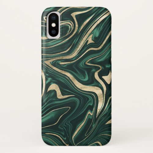 Emerald Green Black Gold Marble 1 decor art iPhone X Case