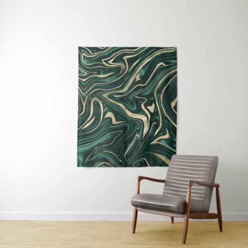 Emerald Green Black Gold Marble 1 decor art Tapestry