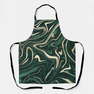 Emerald Green Black Gold Marble #3 (Faux Foil)  Apron