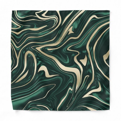 Emerald Green Black Gold Marble 3 Faux Foil   Bandana