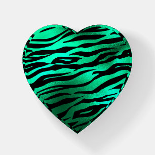 Emerald Green Black Tiger Stripe Wild Animal Paperweight