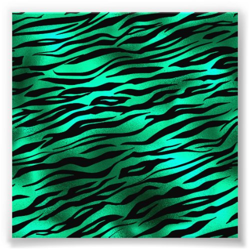 Emerald Green Black Tiger Stripe Wild Animal Photo Print