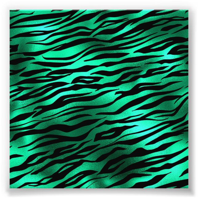 Emerald Green Black Tiger Stripe Wild Animal Photo Print (Front)