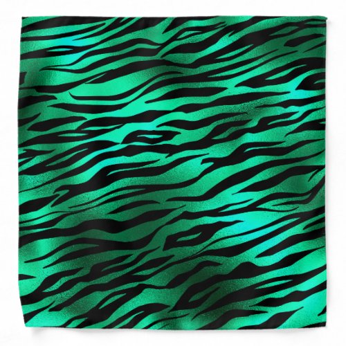 Emerald Green Black Tiger Stripes Wild Animals Bandana