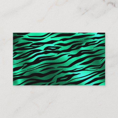 Emerald Green Black Tiger Stripes Wild Animals Business Card