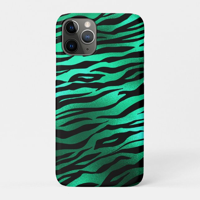 Emerald Green Black Tiger Stripes Wild Animals Case-Mate iPhone Case (Back)