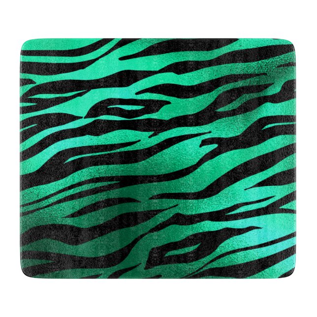 Emerald Green Black Tiger Stripes Wild Animals Cutting Board (Front)