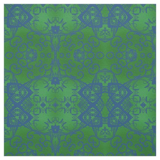 Emerald Green & Blue Stylish Bohemian Pattern Fabric