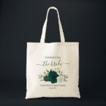 Emerald Green Boho Roses Elegant Bride Wedding Tote Bag<br><div class="desc">This beautiful tote bag is perfect for carrying all of her wedding day items, and it makes a beautiful memento that she can treasure for years to come. It features a lovely boho chic floral design with a cluster of hand painted watercolor roses in shades of emerald, sage, and forest...</div>
