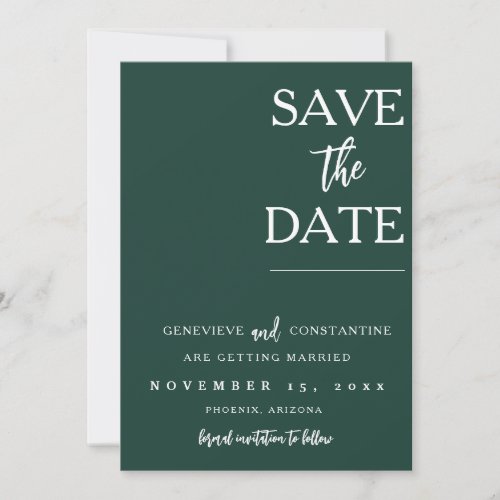 Emerald Green Boho Save the Date Engagement  Invitation